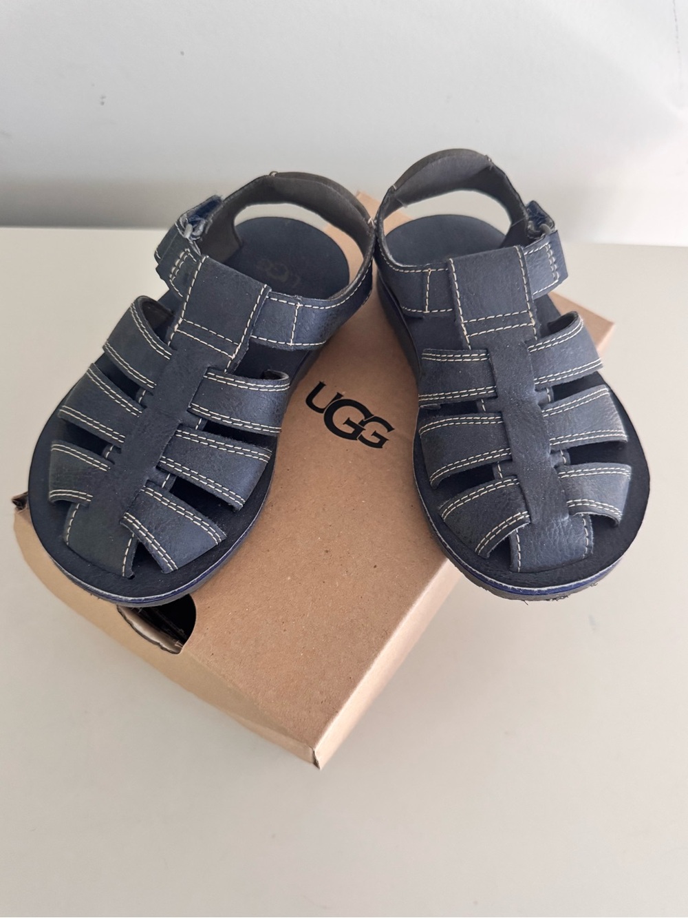 UGG Kids Navy Josiah Fisherman Sandals